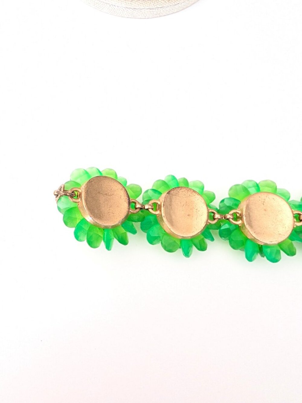 J.Crew bright green resin zinnia flower statement bracelet - Picture 12 of 12